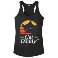 Cat Daddy Vintage Eighties Style Cat Retro Distressed Ladies PosiCharge Competitor Racerback Tank