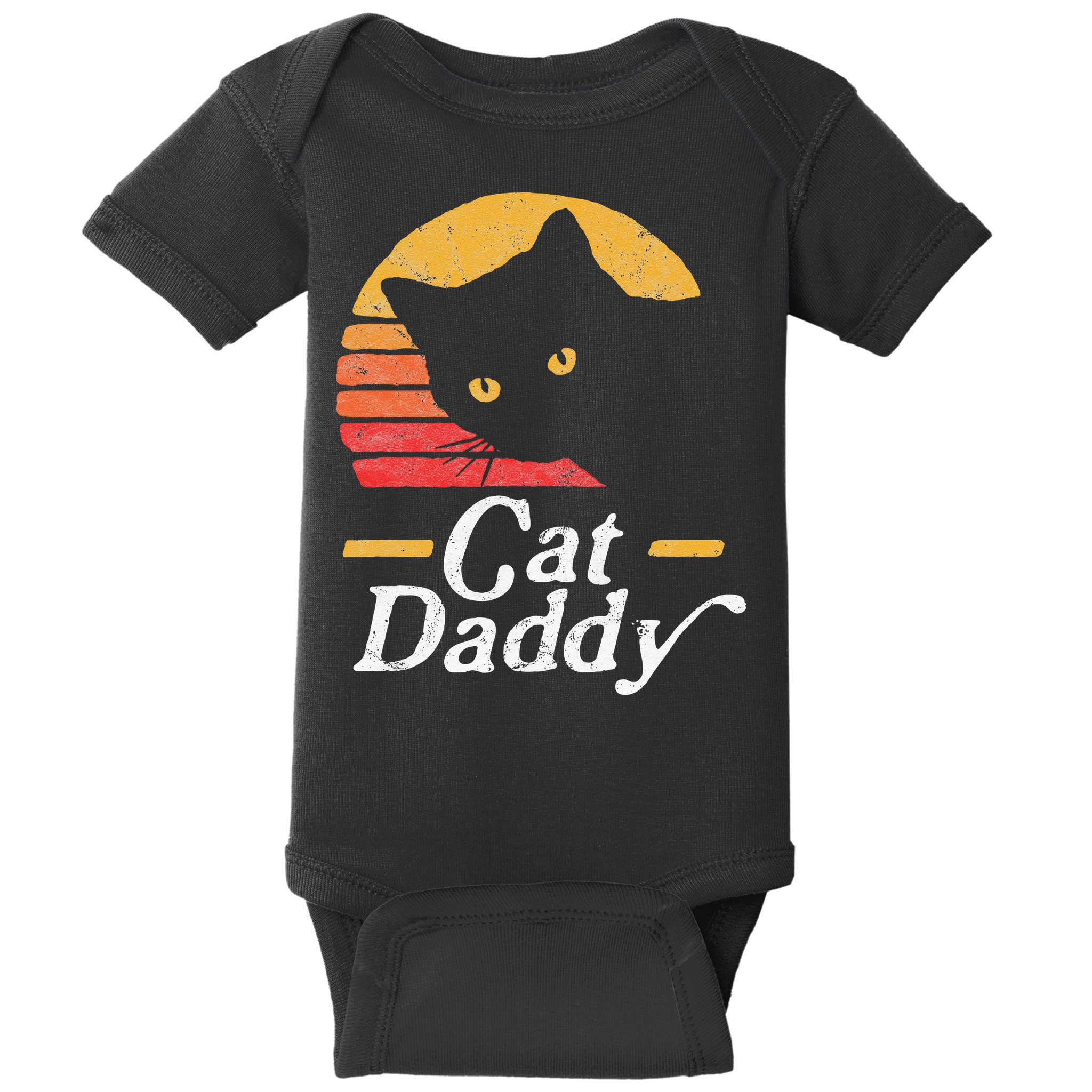 Cat Daddy Vintage Eighties Style Cat Retro Distressed Baby Bodysuit