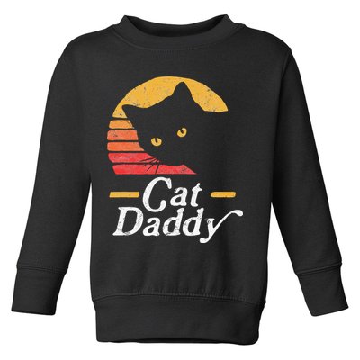 Cat Daddy Vintage Eighties Style Cat Retro Distressed Toddler Sweatshirt