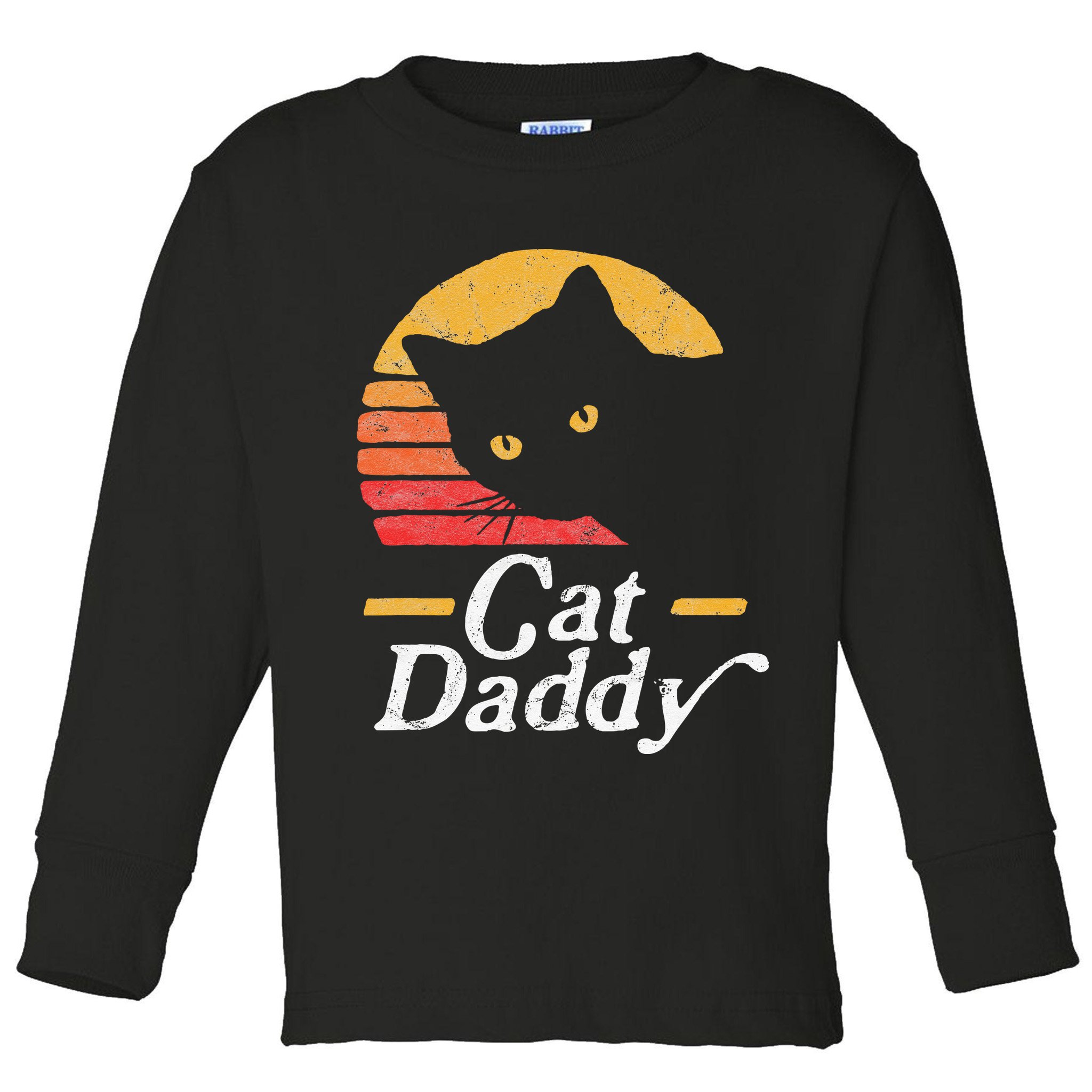 Cat Daddy Vintage Eighties Style Cat Retro Distressed Toddler Long Sleeve Shirt