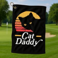Cat Daddy Vintage Eighties Style Cat Retro Distressed Golf Towel