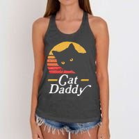 Cat Daddy Vintage Eighties Style Cat Retro Distressed Women's Knotted Racerback Tank