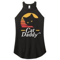 Cat Daddy Vintage Eighties Style Cat Retro Distressed Women's Perfect Tri Rocker Tank