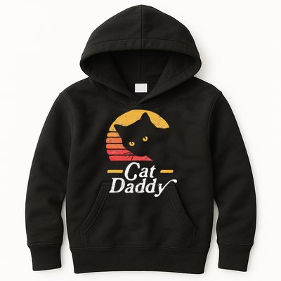 Cat Daddy Vintage Eighties Style Cat Retro Distressed Kids Hoodie