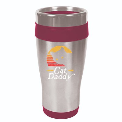 Cat Daddy Vintage Eighties Style Cat Retro Distressed 16oz Travel Tumbler