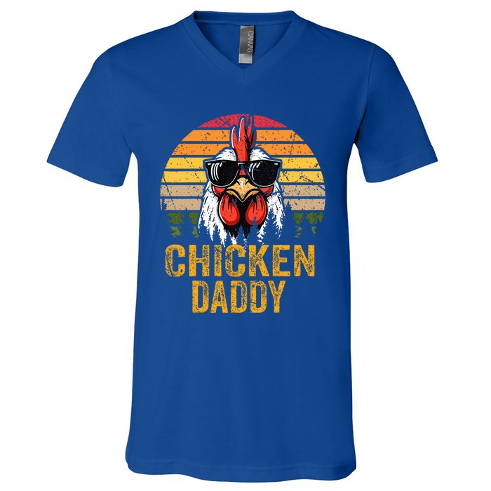 Chicken Daddy Vintage Rooster For Dad Farmer V-Neck T-Shirt