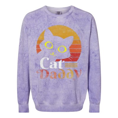 Cat Daddy Vintage Eighties Style Cat Retro Distressed Colorblast Crewneck Sweatshirt