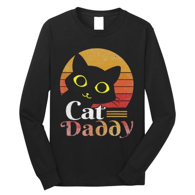 Cat Daddy Vintage Eighties Style Cat Retro Distressed Long Sleeve Shirt