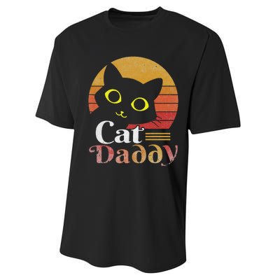 Cat Daddy Vintage Eighties Style Cat Retro Distressed Performance Sprint T-Shirt