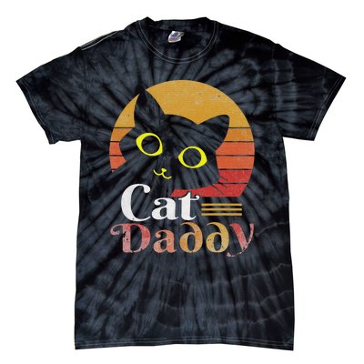 Cat Daddy Vintage Eighties Style Cat Retro Distressed Tie-Dye T-Shirt