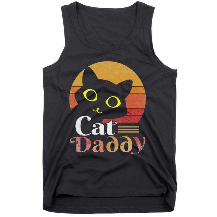 Cat Daddy Vintage Eighties Style Cat Retro Distressed Tank Top