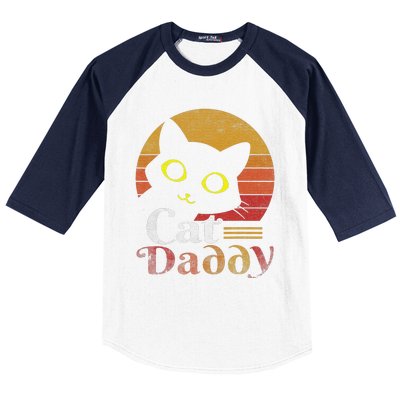 Cat Daddy Vintage Eighties Style Cat Retro Distressed Baseball Sleeve Shirt