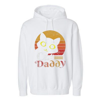 Cat Daddy Vintage Eighties Style Cat Retro Distressed Garment-Dyed Fleece Hoodie