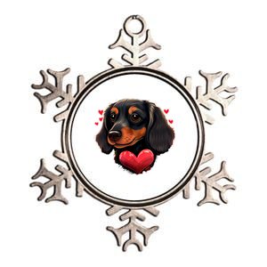 Cute Dachshund Valentines Day Gift Metallic Star Ornament