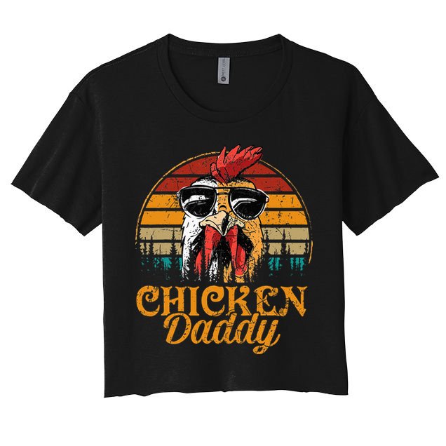 Chicken Daddy Vintage Poultry Farmer Funny Fathers Day Crop Top