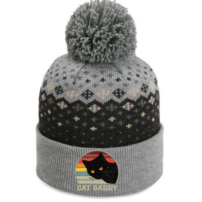 Cat Daddy Vintage Eighties Style Cat Retro Distressed The Baniff Cuffed Pom Beanie