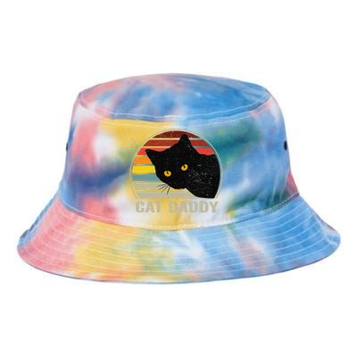 Cat Daddy Vintage Eighties Style Cat Retro Distressed Tie Dye Newport Bucket Hat