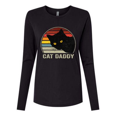 Cat Daddy Vintage Eighties Style Cat Retro Distressed Womens Cotton Relaxed Long Sleeve T-Shirt