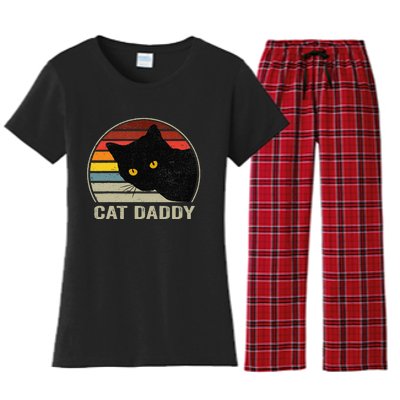 Cat Daddy Vintage Eighties Style Cat Retro Distressed Women's Flannel Pajama Set