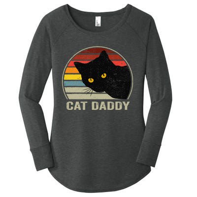 Cat Daddy Vintage Eighties Style Cat Retro Distressed Women's Perfect Tri Tunic Long Sleeve Shirt