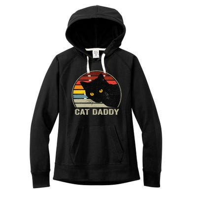 Cat Daddy Vintage Eighties Style Cat Retro Distressed Women's Fleece Hoodie