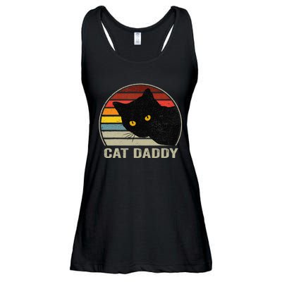 Cat Daddy Vintage Eighties Style Cat Retro Distressed Ladies Essential Flowy Tank