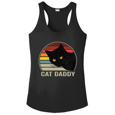 Cat Daddy Vintage Eighties Style Cat Retro Distressed Ladies PosiCharge Competitor Racerback Tank