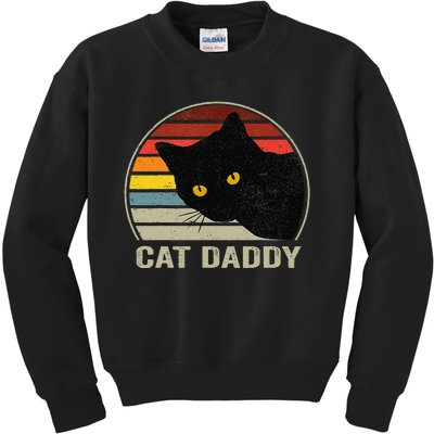 Cat Daddy Vintage Eighties Style Cat Retro Distressed Kids Sweatshirt