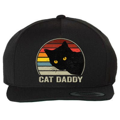 Cat Daddy Vintage Eighties Style Cat Retro Distressed Wool Snapback Cap