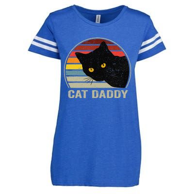 Cat Daddy Vintage Eighties Style Cat Retro Distressed Enza Ladies Jersey Football T-Shirt