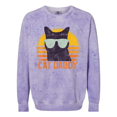 Cat Daddy Vintage Eighties Style Cat Retro Distressed Colorblast Crewneck Sweatshirt