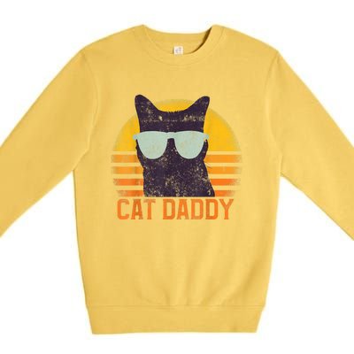 Cat Daddy Vintage Eighties Style Cat Retro Distressed Premium Crewneck Sweatshirt