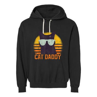 Cat Daddy Vintage Eighties Style Cat Retro Distressed Garment-Dyed Fleece Hoodie