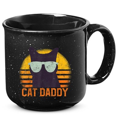 Cat Daddy Vintage Eighties Style Cat Retro Distressed 15oz Campfire Ceramic Mug