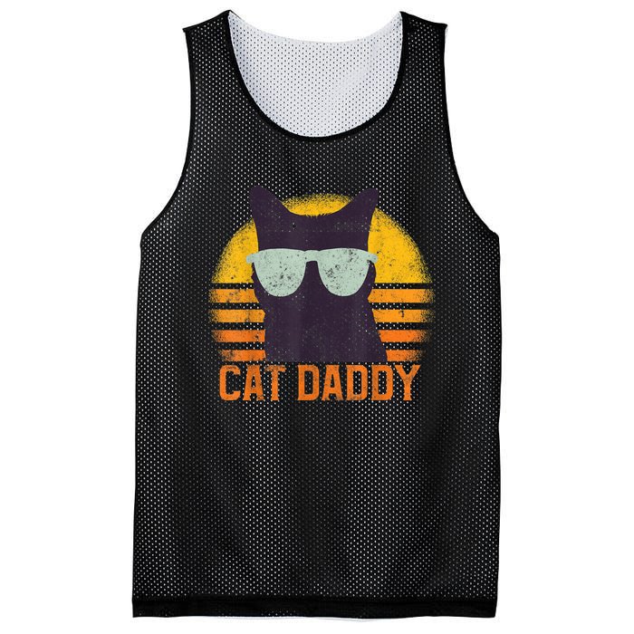 Cat Daddy Vintage Eighties Style Cat Retro Distressed Mesh Reversible Basketball Jersey Tank