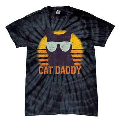 Cat Daddy Vintage Eighties Style Cat Retro Distressed Tie-Dye T-Shirt