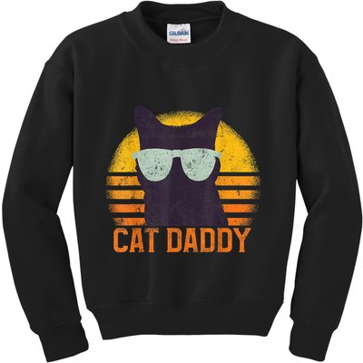 Cat Daddy Vintage Eighties Style Cat Retro Distressed Kids Sweatshirt