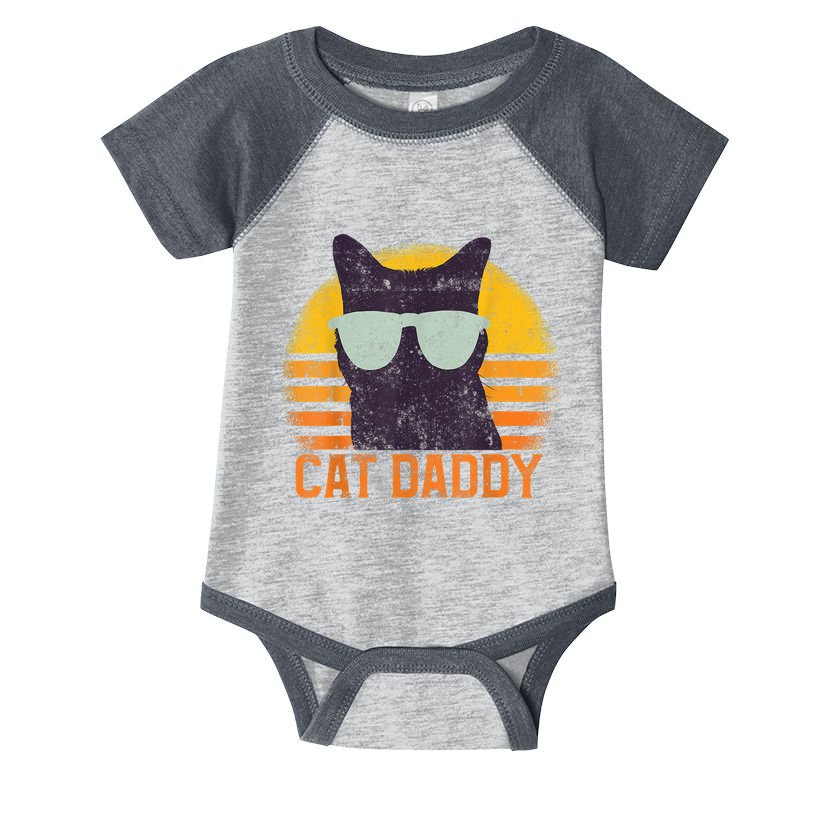 Cat Daddy Vintage Eighties Style Cat Retro Distressed Infant Baby Jersey Bodysuit