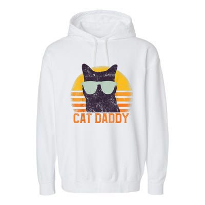 Cat Daddy Vintage Eighties Style Cat Retro Distressed Garment-Dyed Fleece Hoodie