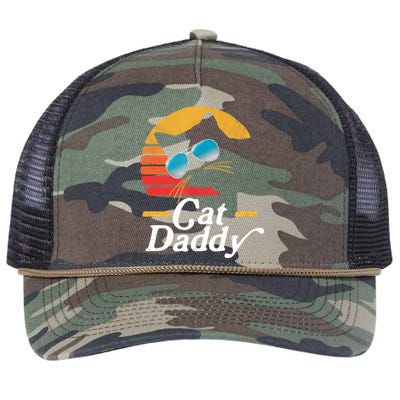 Cat Daddy Vintage 80s Style Cat Retro Sunglasses Distressed TShirt Retro Rope Trucker Hat Cap