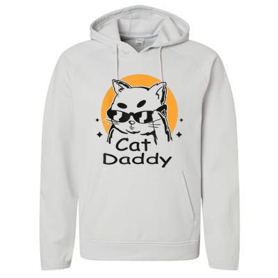 Cat Daddy Vintage Eighties Style Cat Retro Distressed Performance Fleece Hoodie