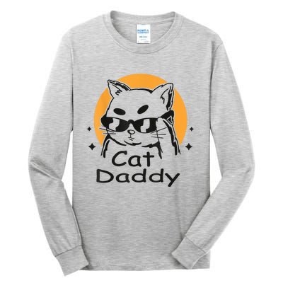 Cat Daddy Vintage Eighties Style Cat Retro Distressed Tall Long Sleeve T-Shirt