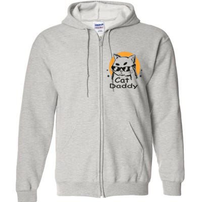 Cat Daddy Vintage Eighties Style Cat Retro Distressed Full Zip Hoodie