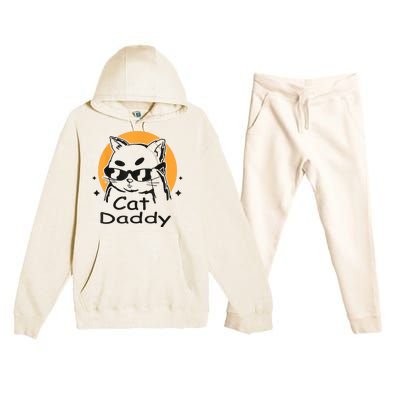 Cat Daddy Vintage Eighties Style Cat Retro Distressed Premium Hooded Sweatsuit Set