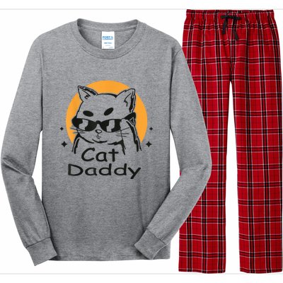 Cat Daddy Vintage Eighties Style Cat Retro Distressed Long Sleeve Pajama Set