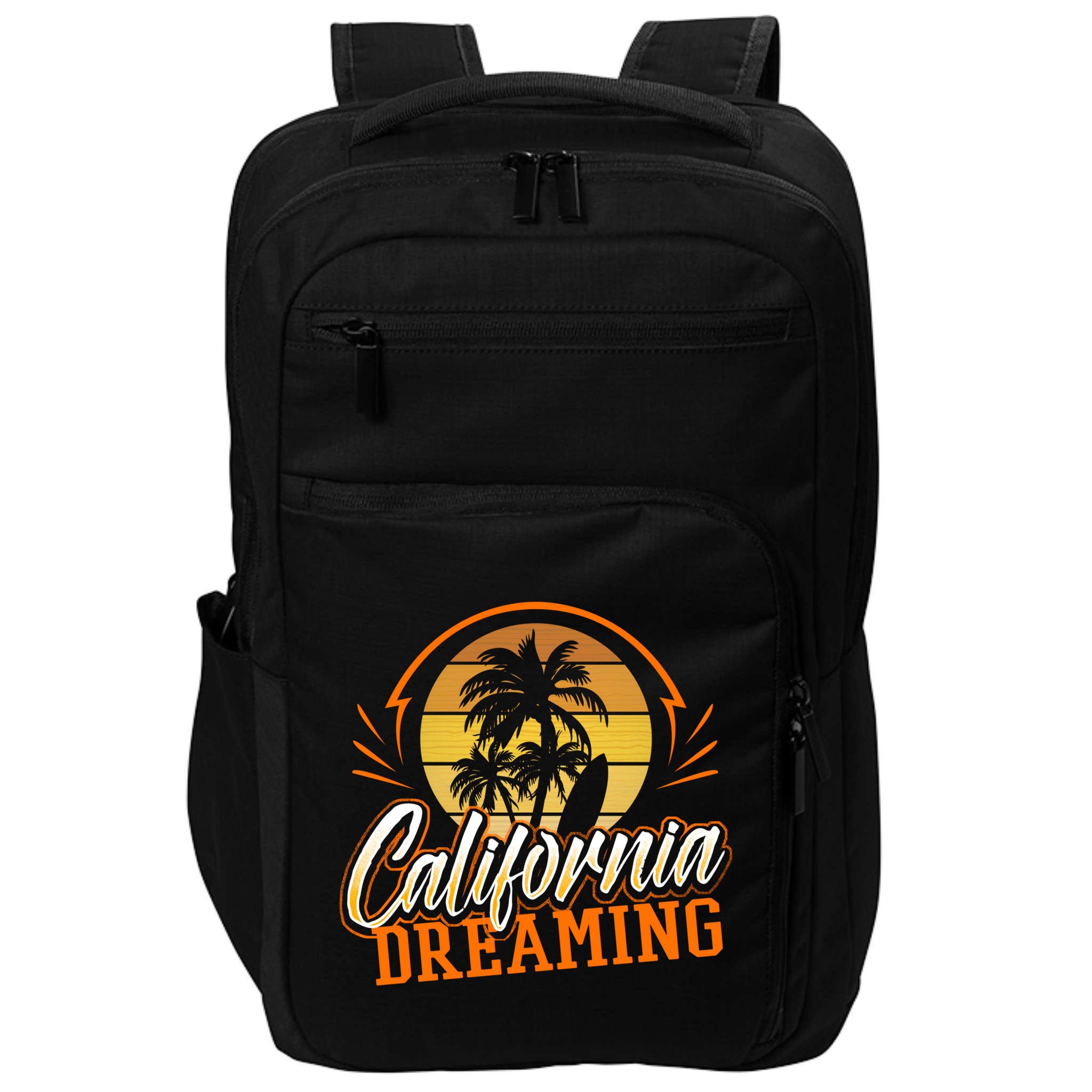 California Dreaming Vintage Retro 70's Skyline Surf Gift Funny Gift Impact Tech Backpack