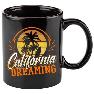 California Dreaming Vintage Retro 70's Skyline Surf Gift Funny Gift 11oz C Handle Ceramic Mug