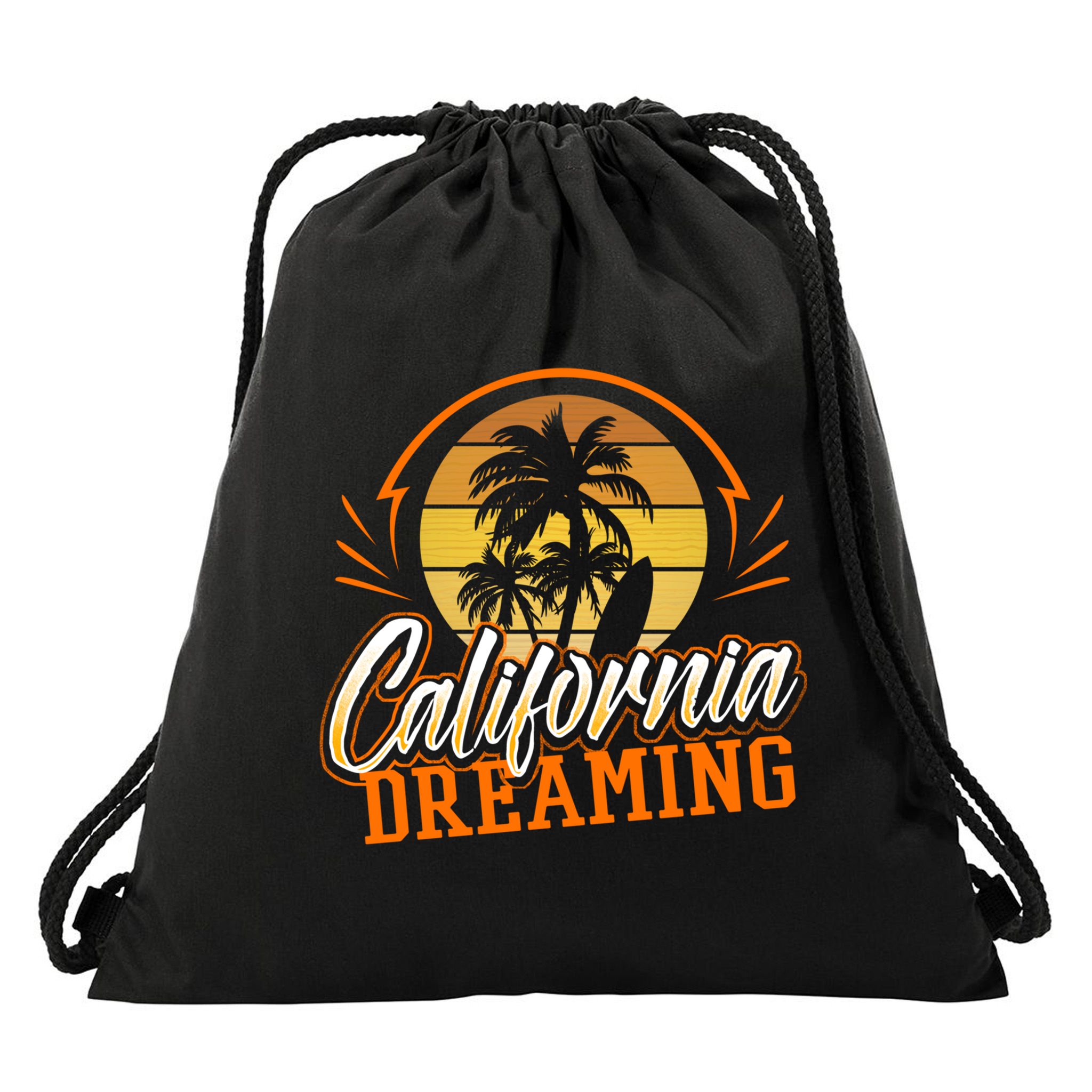 California Dreaming Vintage Retro 70's Skyline Surf Gift Funny Gift Drawstring Bag