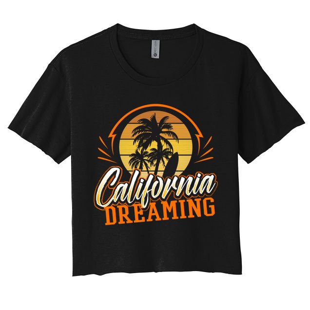 California Dreaming Vintage Retro 70's Skyline Surf Gift Funny Gift Crop Top