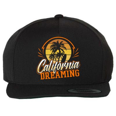 California Dreaming Vintage Retro 70's Skyline Surf Gift Funny Gift Wool Snapback Cap